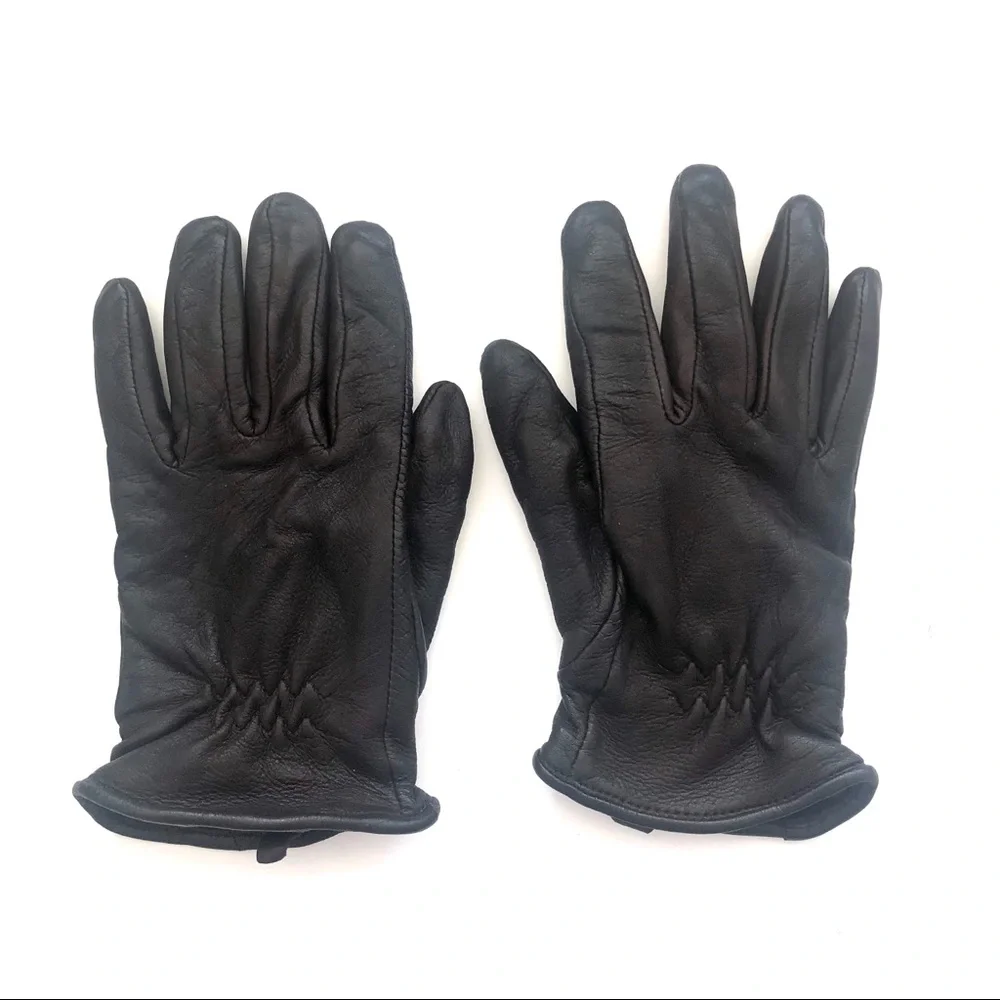 Vintage Elegant Genuine Black Leather Gloves